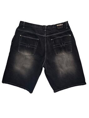 Vintage Y2K Webs Jorts Shorts Baggy Black Denim Jean 42 Mens Big & Tall Long
